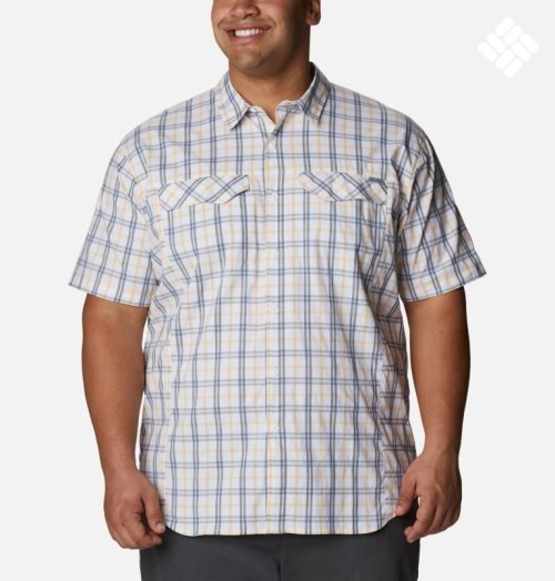 Men's Columbia Silver Ridge Lite Plaid Short Sleeve Shirts Cream | Plus Size CA-H38A0